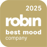 Goldene Plakette mit Aufschrift Robin Best Mood Company 2025