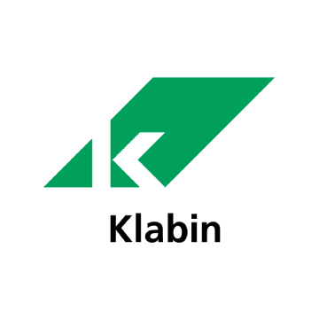 Offizielles rundes Logo von Klabin mit grünem Grafiksymbol und Firmennamen